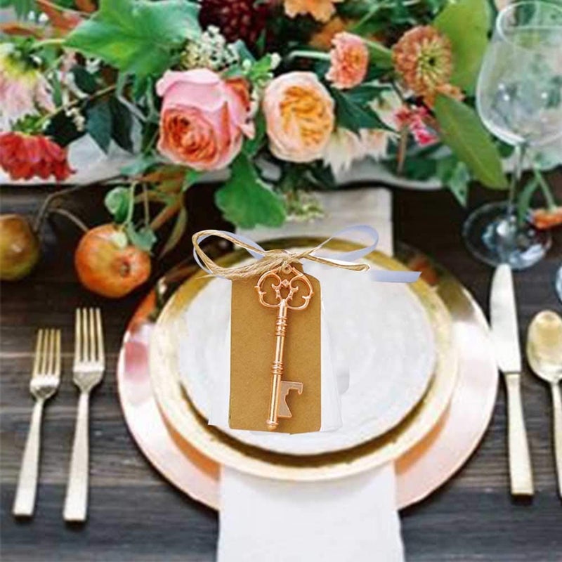Bodosac Awtlife 50 Pcs KC Gold Skeleton Key Bottle Opener 5 Style with Tag Cards Sheer Bag for Wedding Party Favors Christmas - Image 2